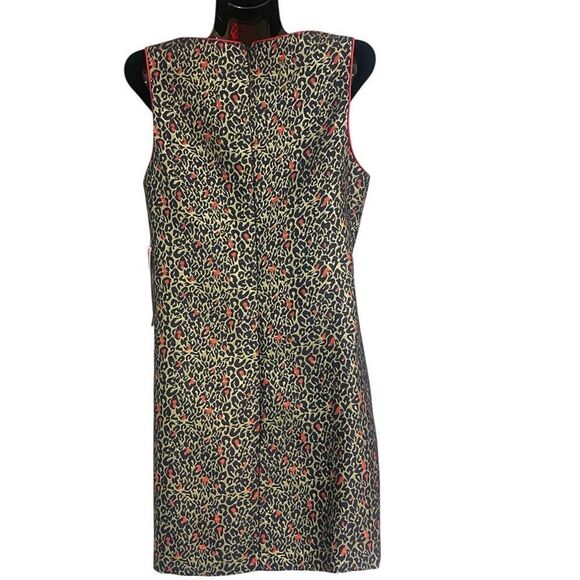 Betsey Johnson Retro Style Gold Red & Blue Metallic Sleeveless Sheath Animal Pri - Picture 4 of 8